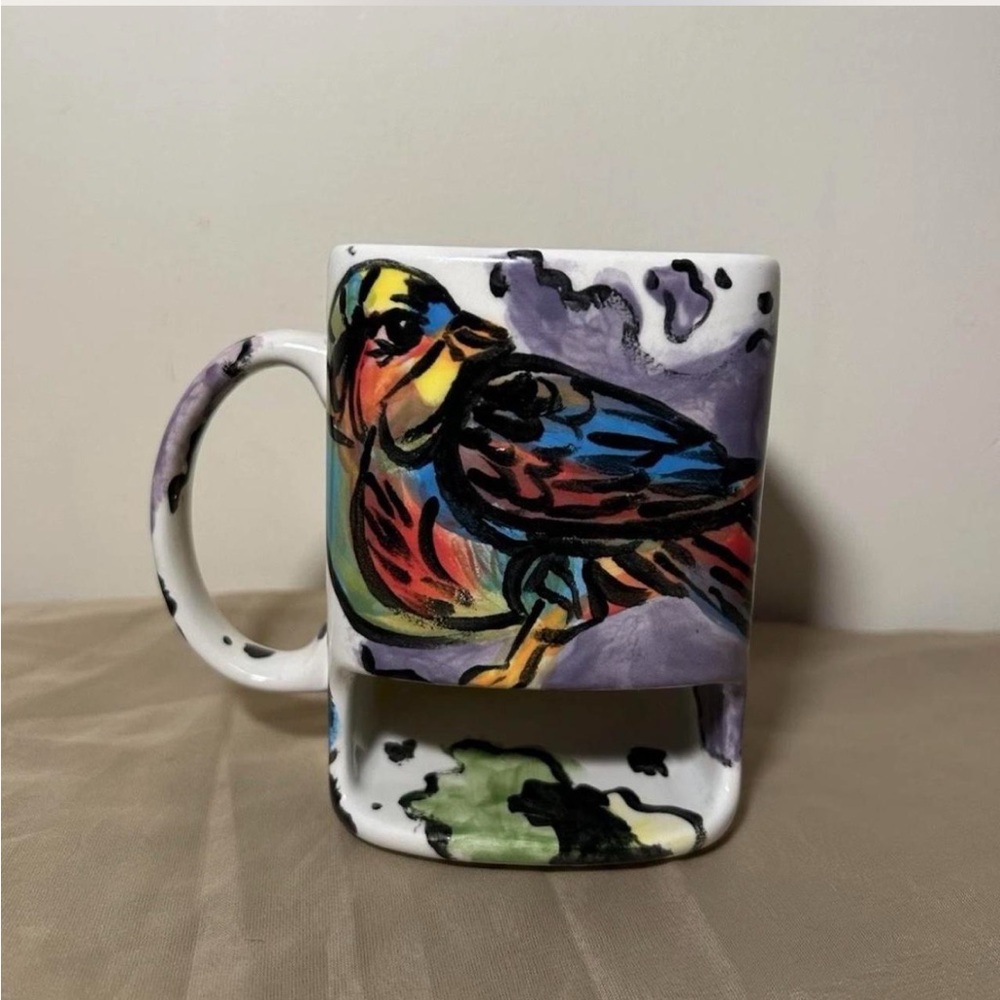 Colorful Hand-Painted Ceramic bird Mug